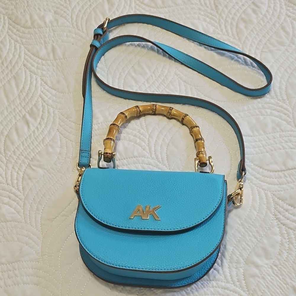 Anne Klein Blue Crossbody Bag with Bamboo Handle